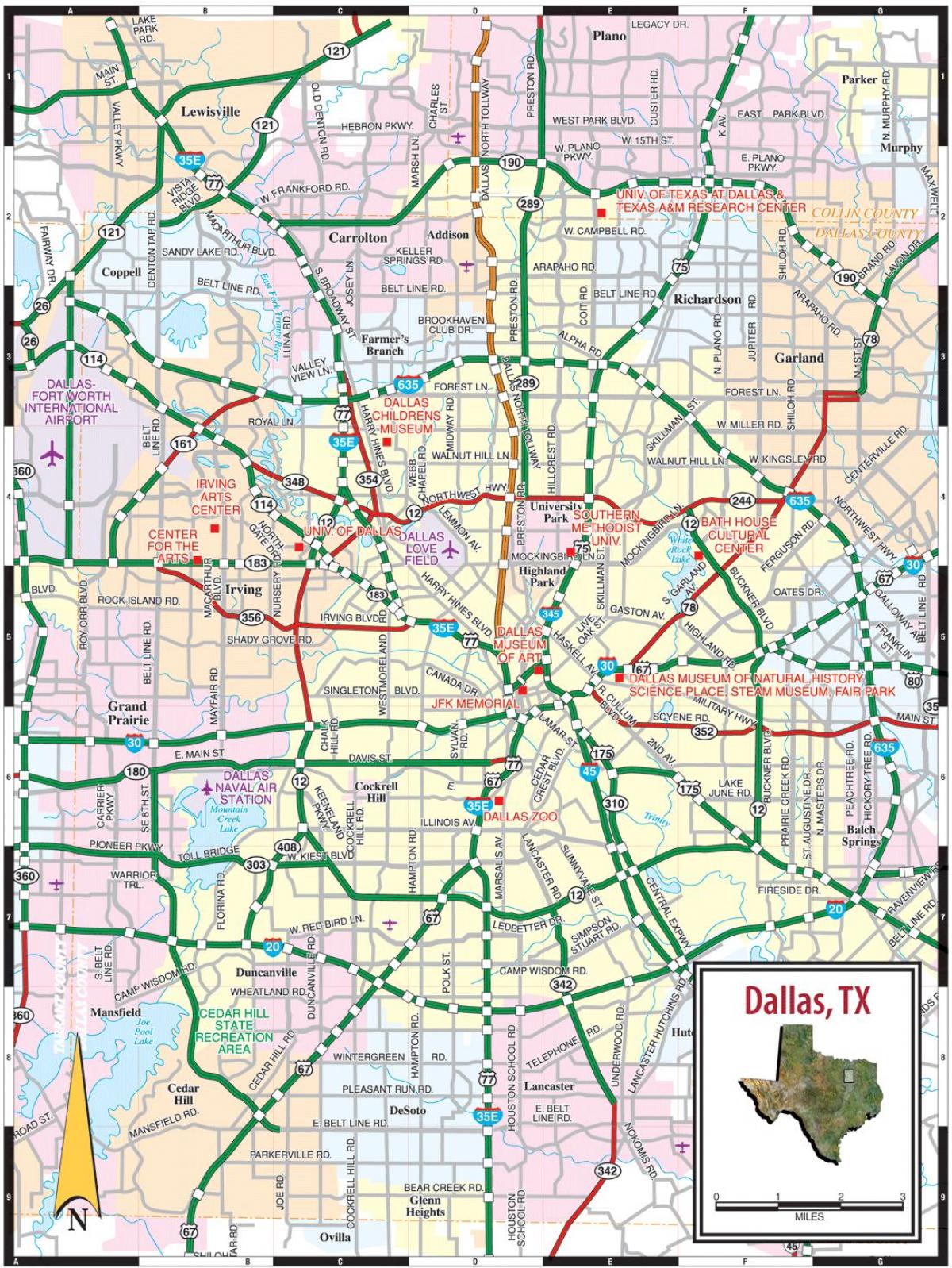 mapa de Dallas, tx