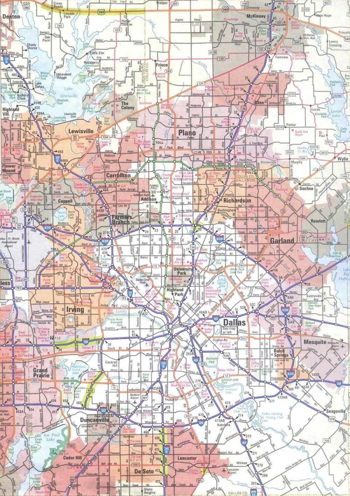 mapa de Dallas, Texas zona