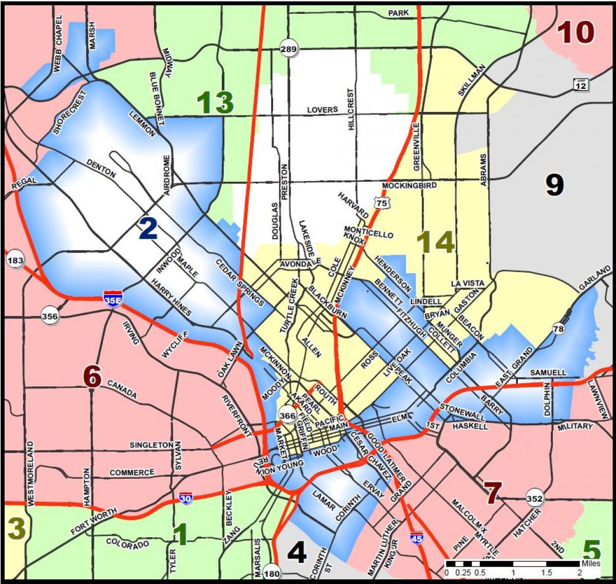 Dallas ajuntament de districte mapa