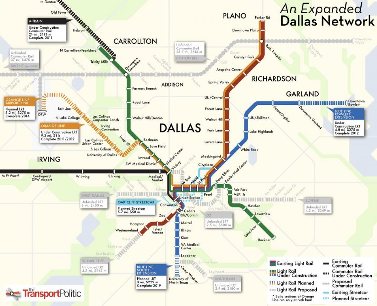 mapa de Dallas metro