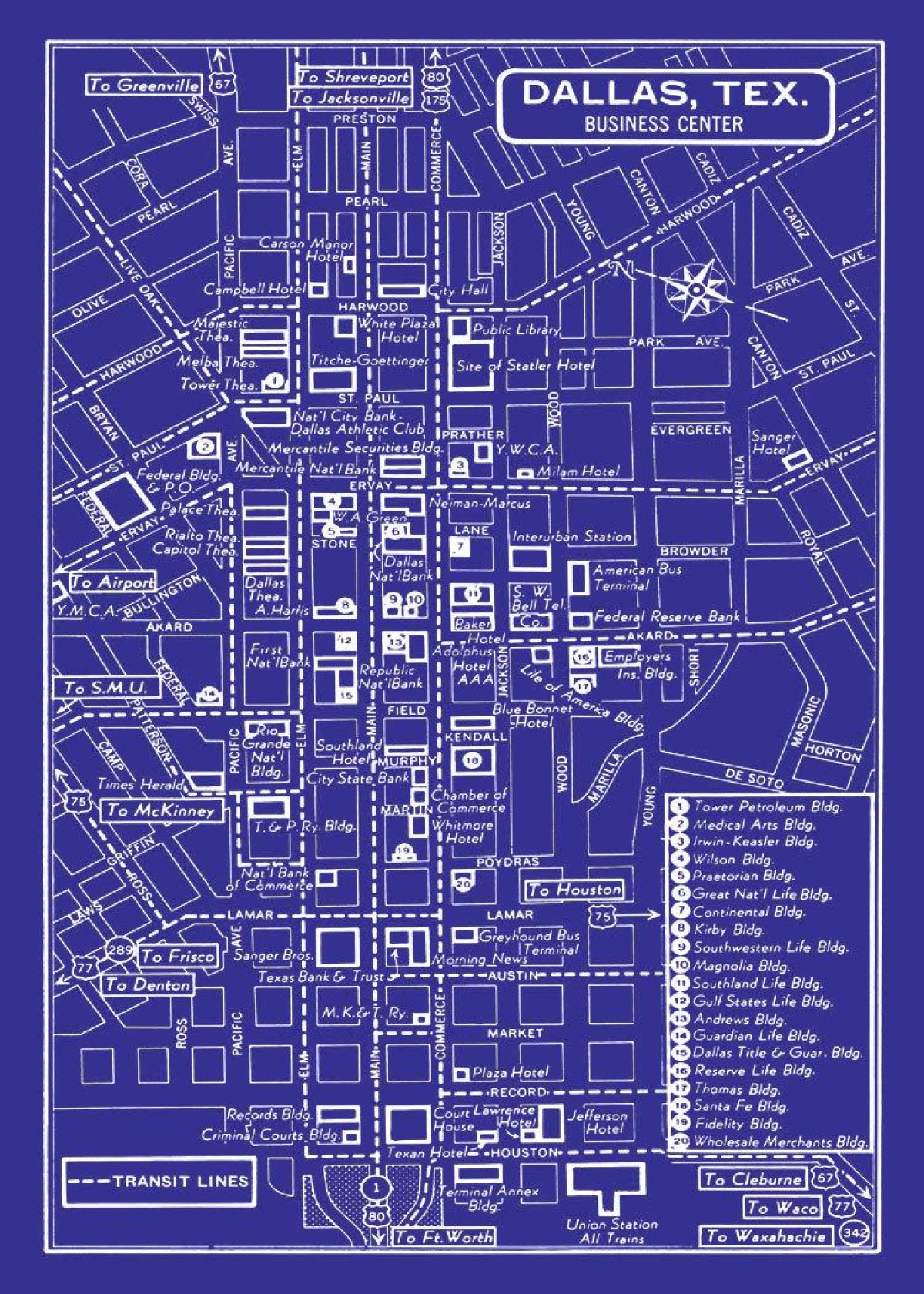 mapa del centre de Dallas
