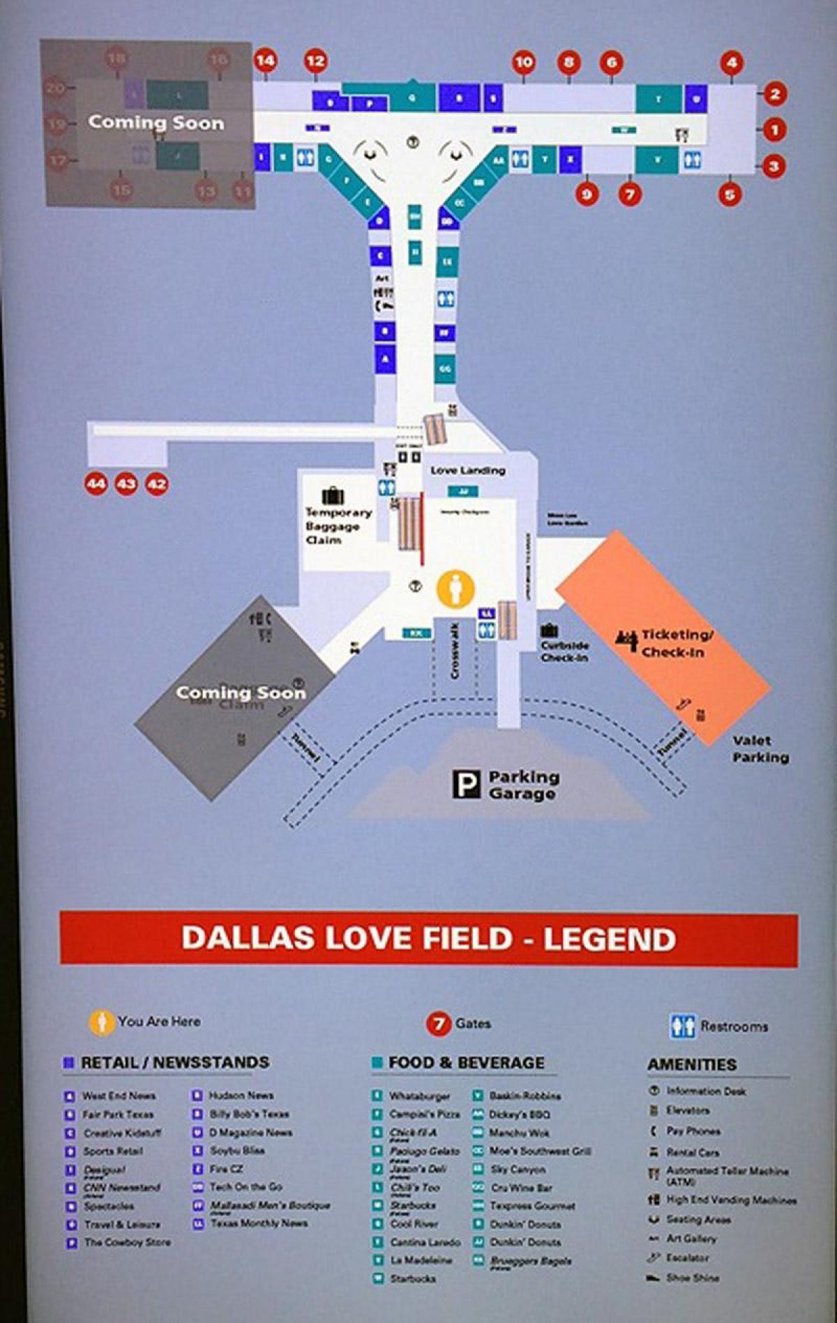 Dallas amor camp mapa de l'aeroport