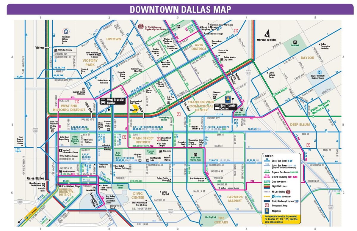 Dallas autobús mapa de rutes