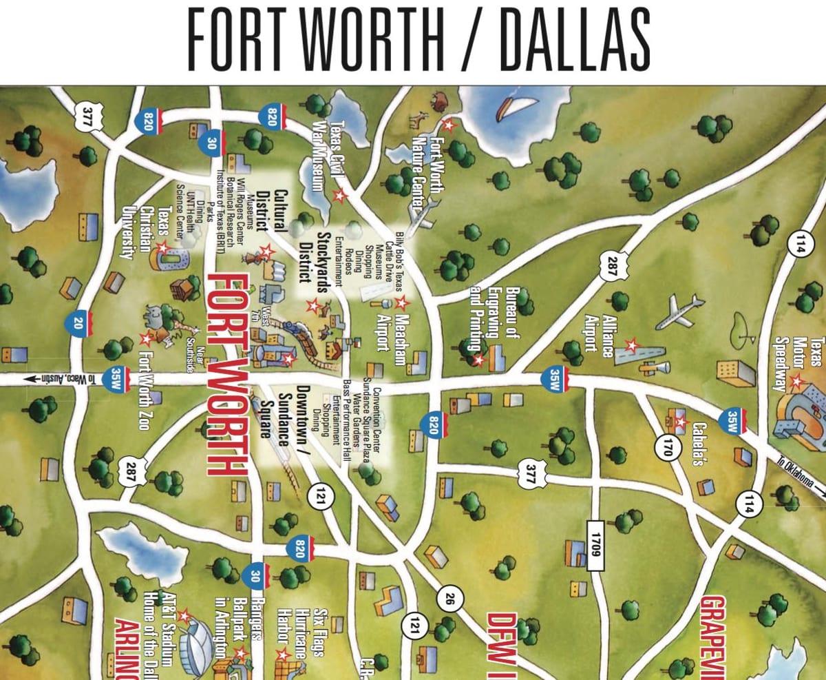 mapa de Dallas Fort Worth zona