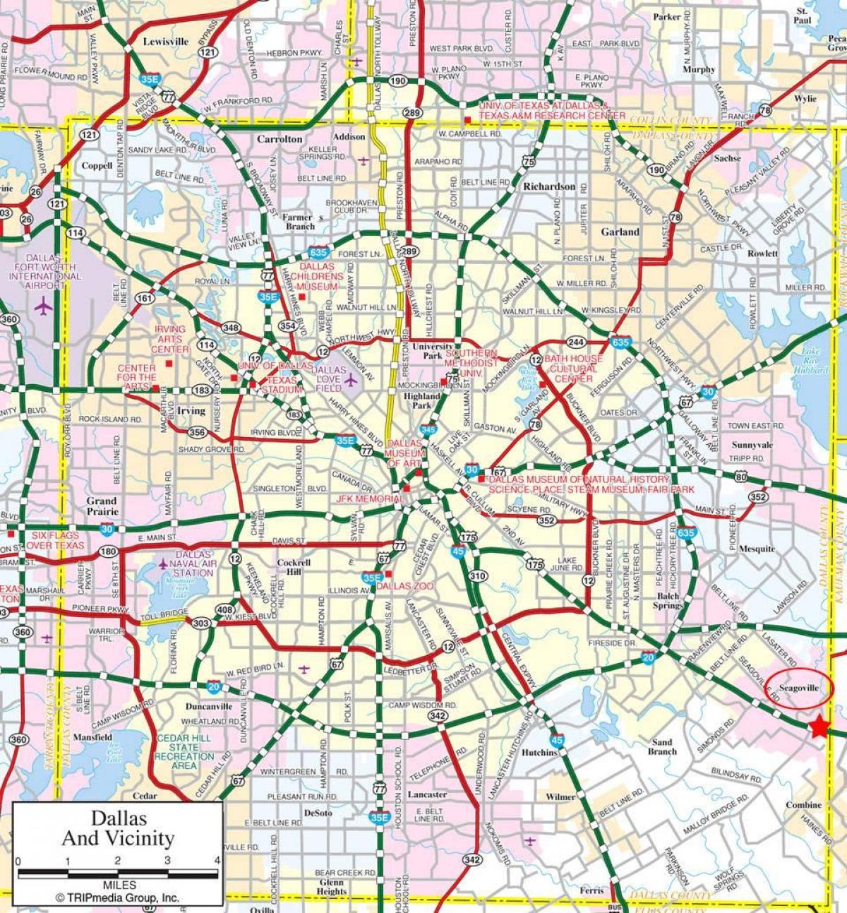 mapa de Dallas suburbis