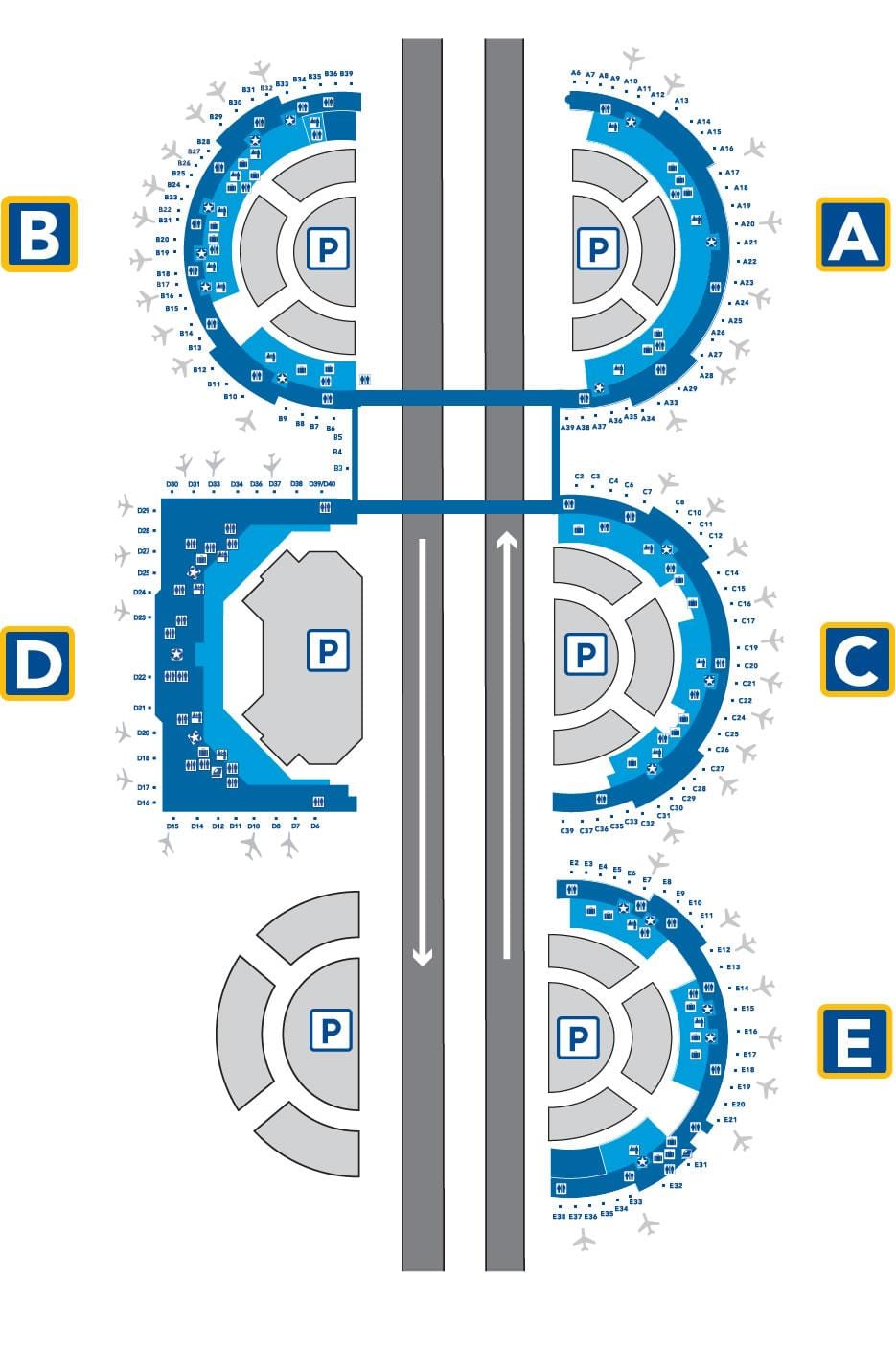 mapa de l'aeroport de DFW