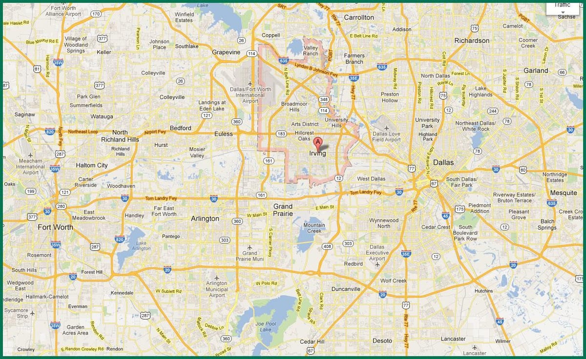 mapa de DFW zona