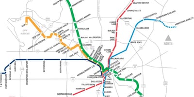Dallas area rapid transit mapa